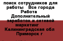 поиск сотрудников для работы - Все города Работа » Дополнительный заработок и сетевой маркетинг   . Калининградская обл.,Приморск г.